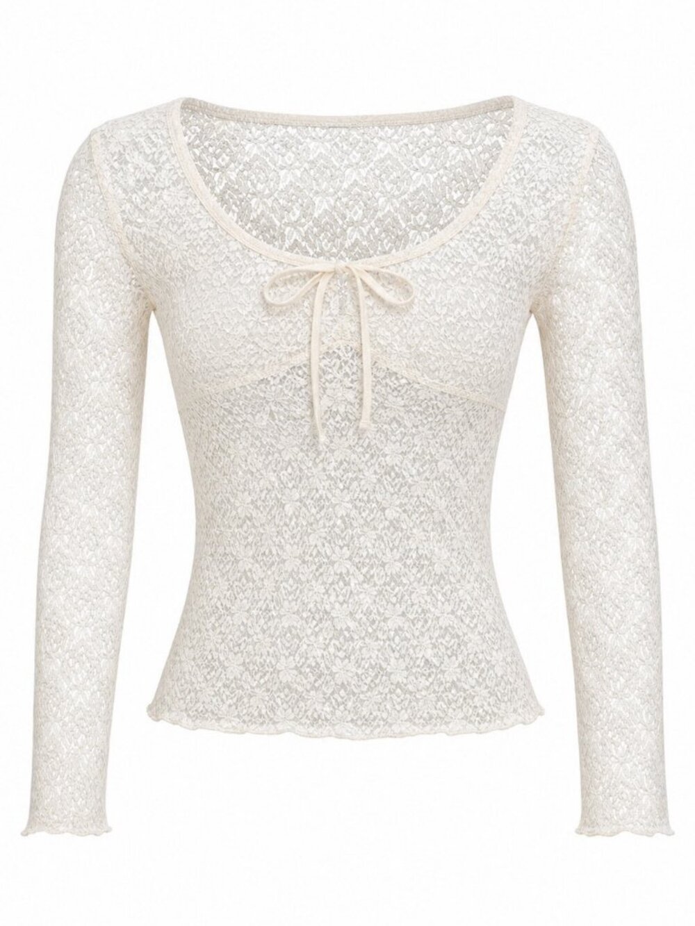 Tilly’s Lace Long Sleeve Ivory Top Size S